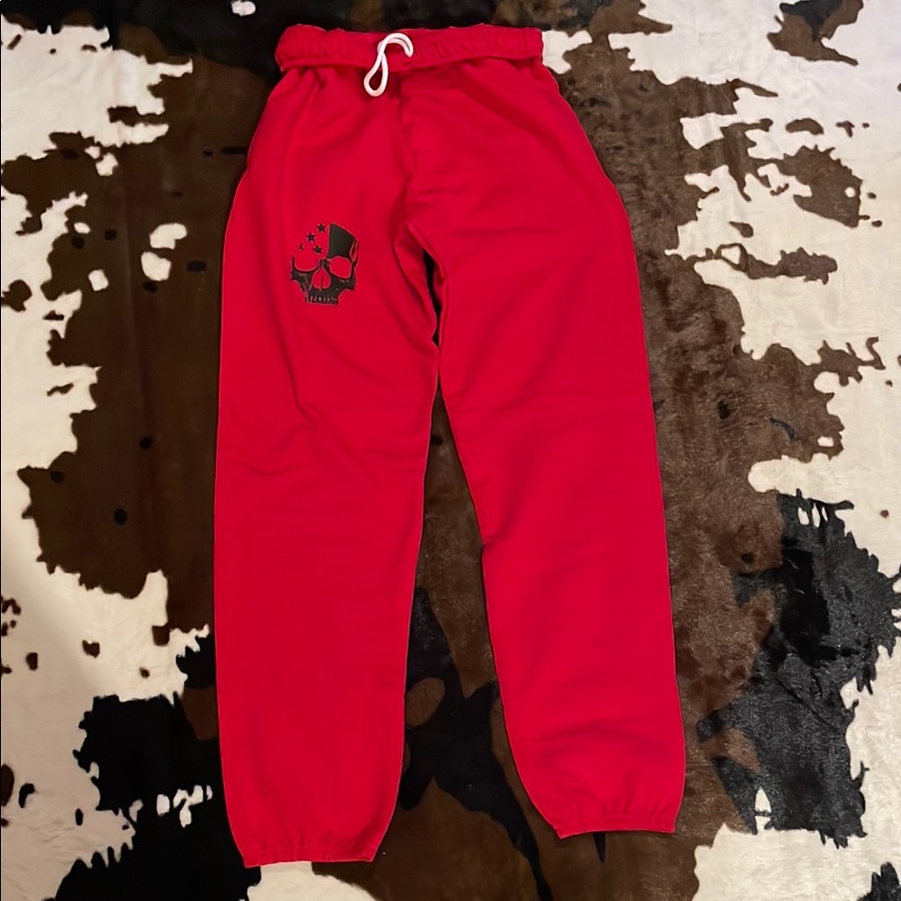 Red Mens Sweatpants with Skull Design! - Picture 2 of 5